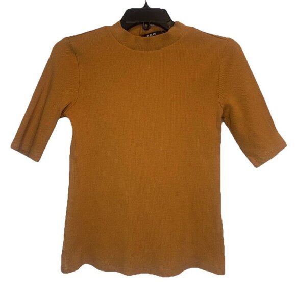 Maeve Anthropologie Womens Orange Short Sleeve Ribbed Top Blouse Sz XS - Picture 1 of 8